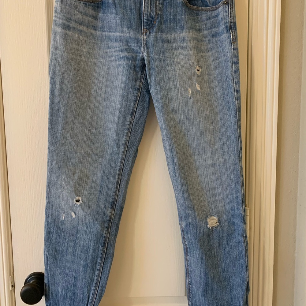 LOFT Blue Boyfriend Jeans Distressed Casual